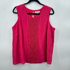 COLDWATER CREEK Pink lace rayon blend coastal grandma career office tank XL